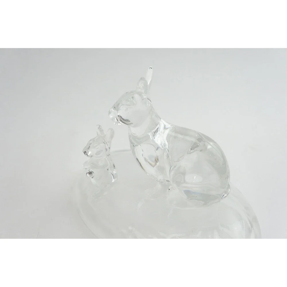 Cristal d'Arques 24% Lead Crystal Rabbit Bunny Family Figurine France 3.75